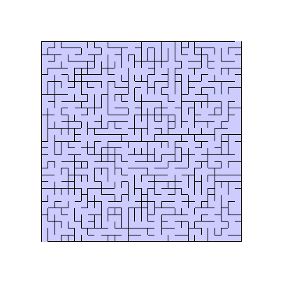 Labyrinth mit blauem Hintergrund in LaTeX erstellt.