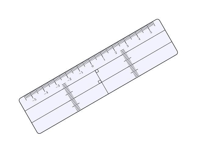 Ein Lineal mit Winkelmaß in LaTeX gesetzt