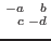 $\begin{smallmatrix*}[r]
-a&b\\ c&-d
\end{smallmatrix*} $