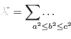 \begin{displaymath}
X = \sum_{\crampedrlap{a^{2}\le b^{2}\le c^{2}}}\ldots
\end{displaymath}