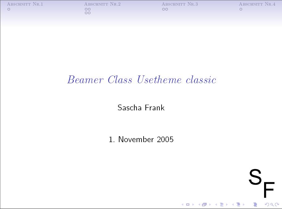 Die Startseite unter Benutzung des Usetheme Classic