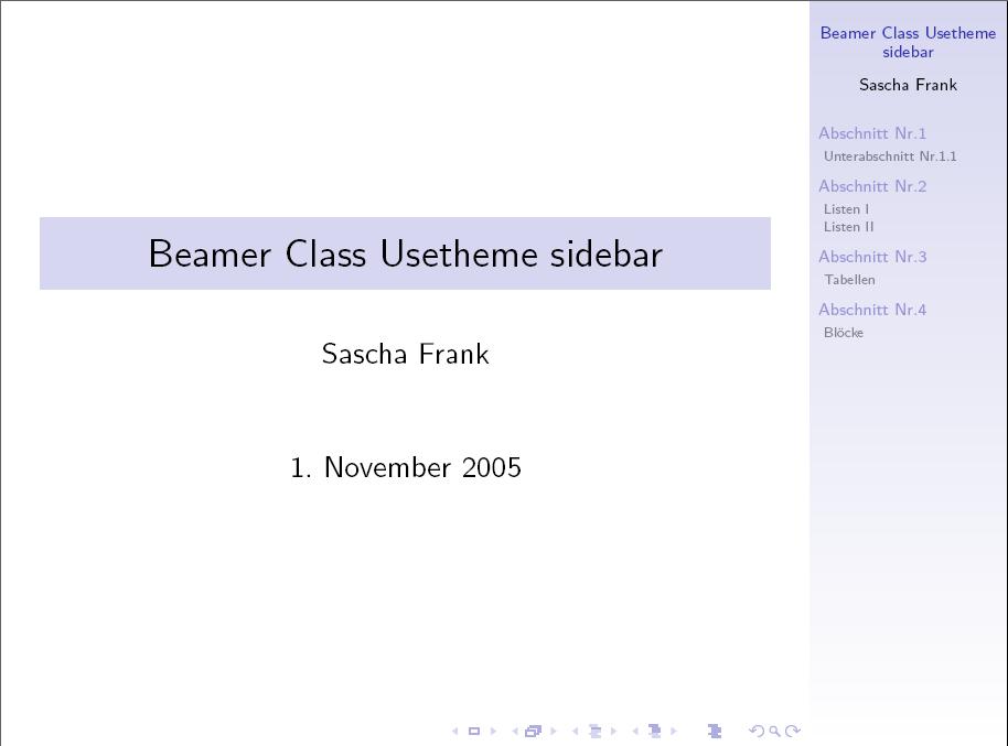 Die Startseite unter Benutzung des Usetheme Sidebar