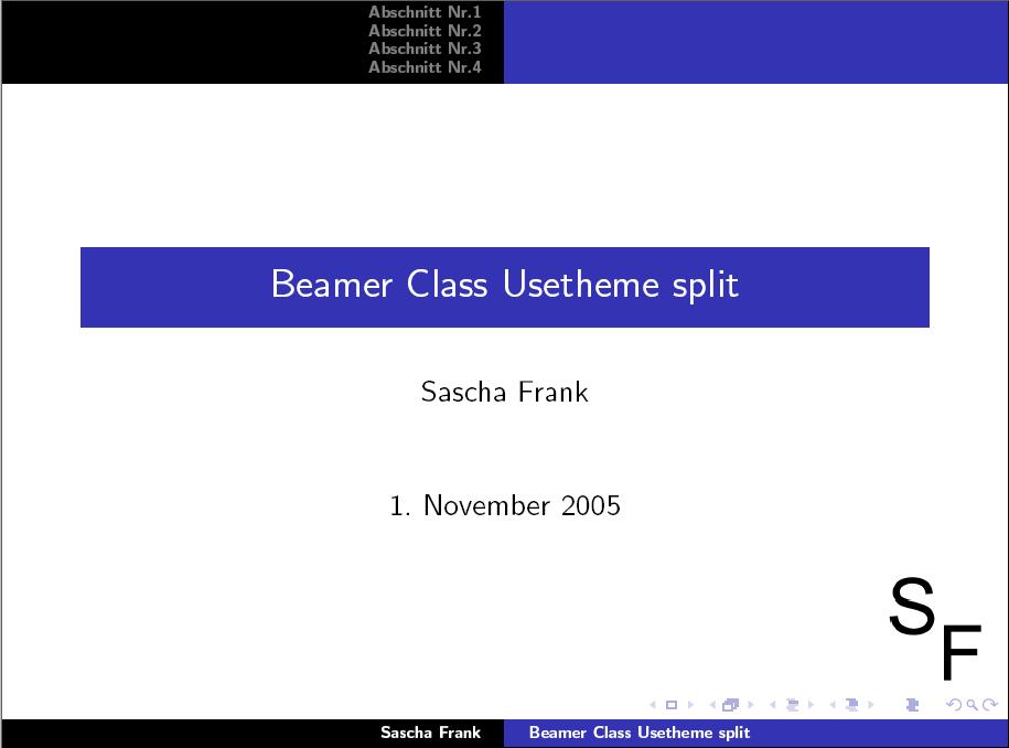 Die Startseite unter Benutzung des Usetheme Split