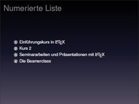 Aufzählungen und Listen dagestellt mit Beamer Class Usetheme  Keynote