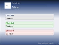 Blöcke dargestellt mit Beamer Class Usetheme  Progress