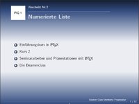 Aufzählungen und Listen dagestellt mit Beamer Class Usetheme  Progress